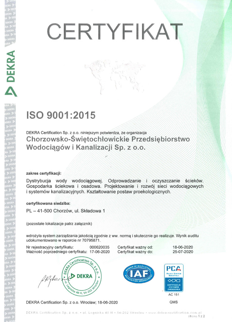 Certyfikat ISO 9001:2015 - zdjęcie niedostępne dla niewidzących